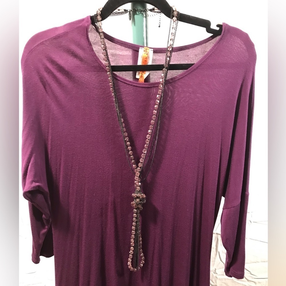 🆕💜NEW BOUTIQUE VERSATILE PURPLE DOLMAN TUNIC DRESS SZ S BY MOA 💜 - Picture 6 of 12
